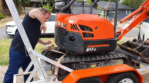 how to strap down a mini excavator on a trailer|adelaide mini excavator straps.